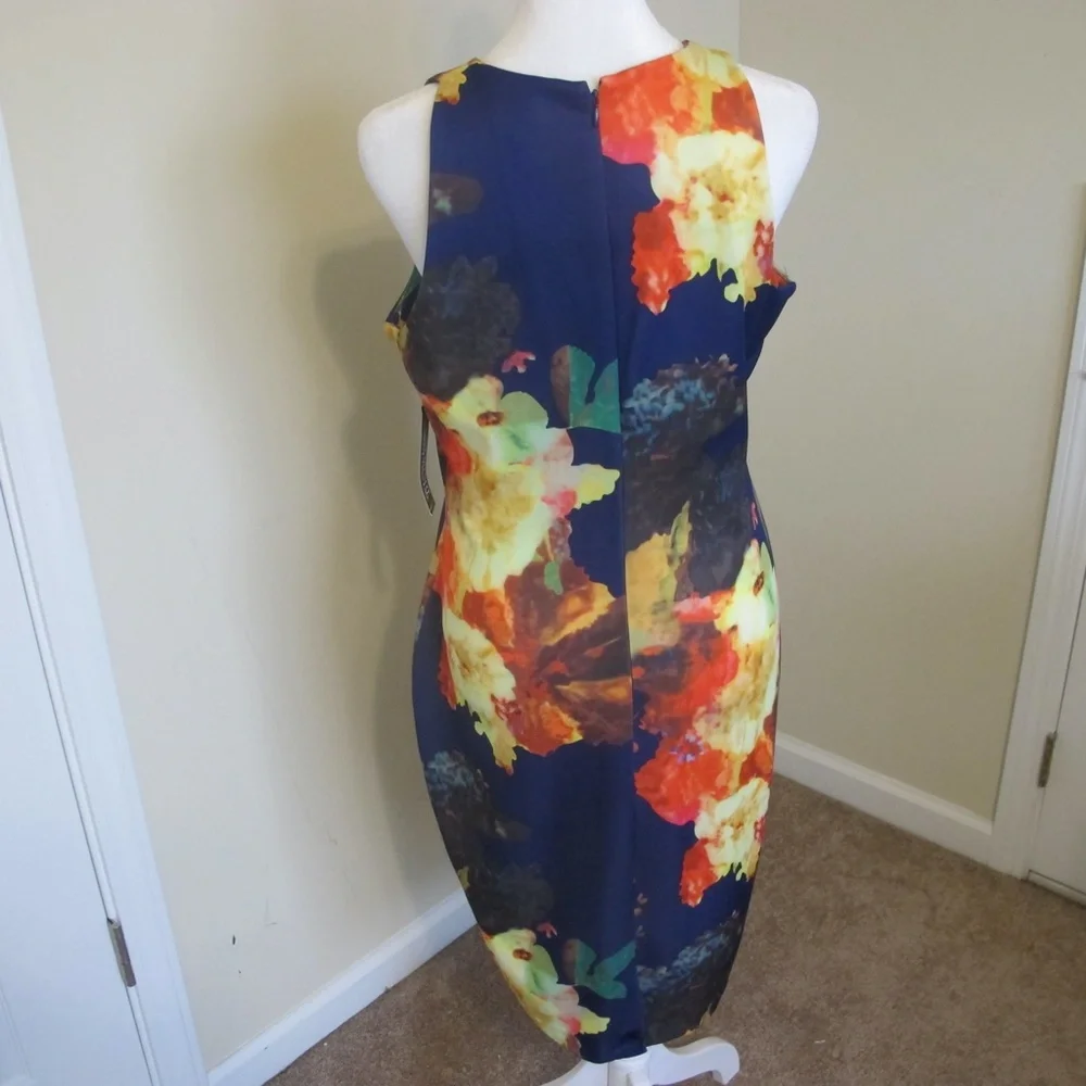 NWT New York & Company Women's Blue Floral Stretch Fit Sleeveless Dress Size M - Picture 7 of 7